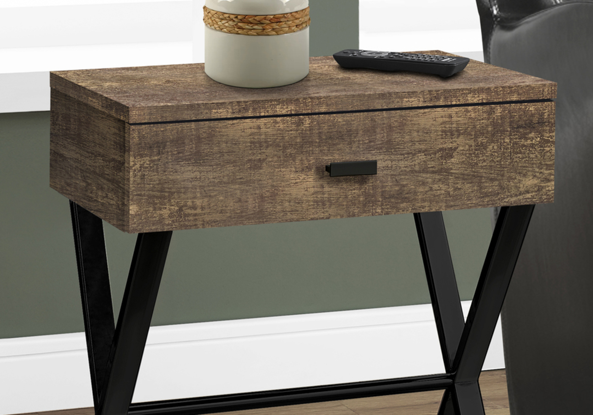 ACCENT TABLE - 24"H / BROWN RECLAIMED WOOD / BLACK METAL